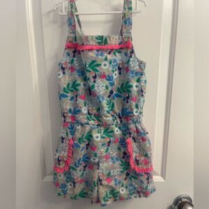 Boden Kids Romper with Pink and Blue Floral Design